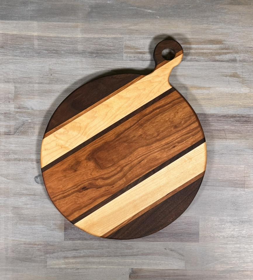 With the Gritz 12 inch Round Cutting Board | Small Loop Handle