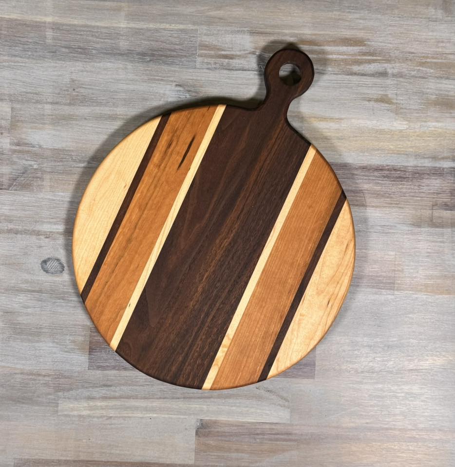 With the Gritz 12 inch Round Cutting Board | Small Loop Handle