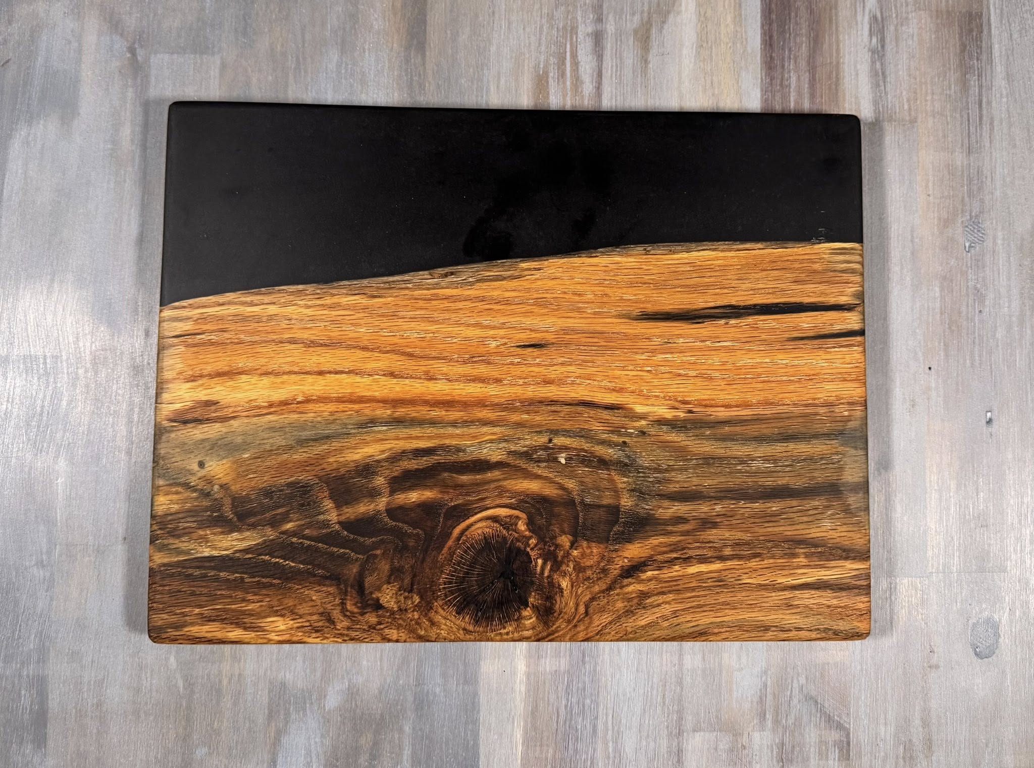 With The Gritz Custom Epoxy Tray | Spalted Oak with Jet Black