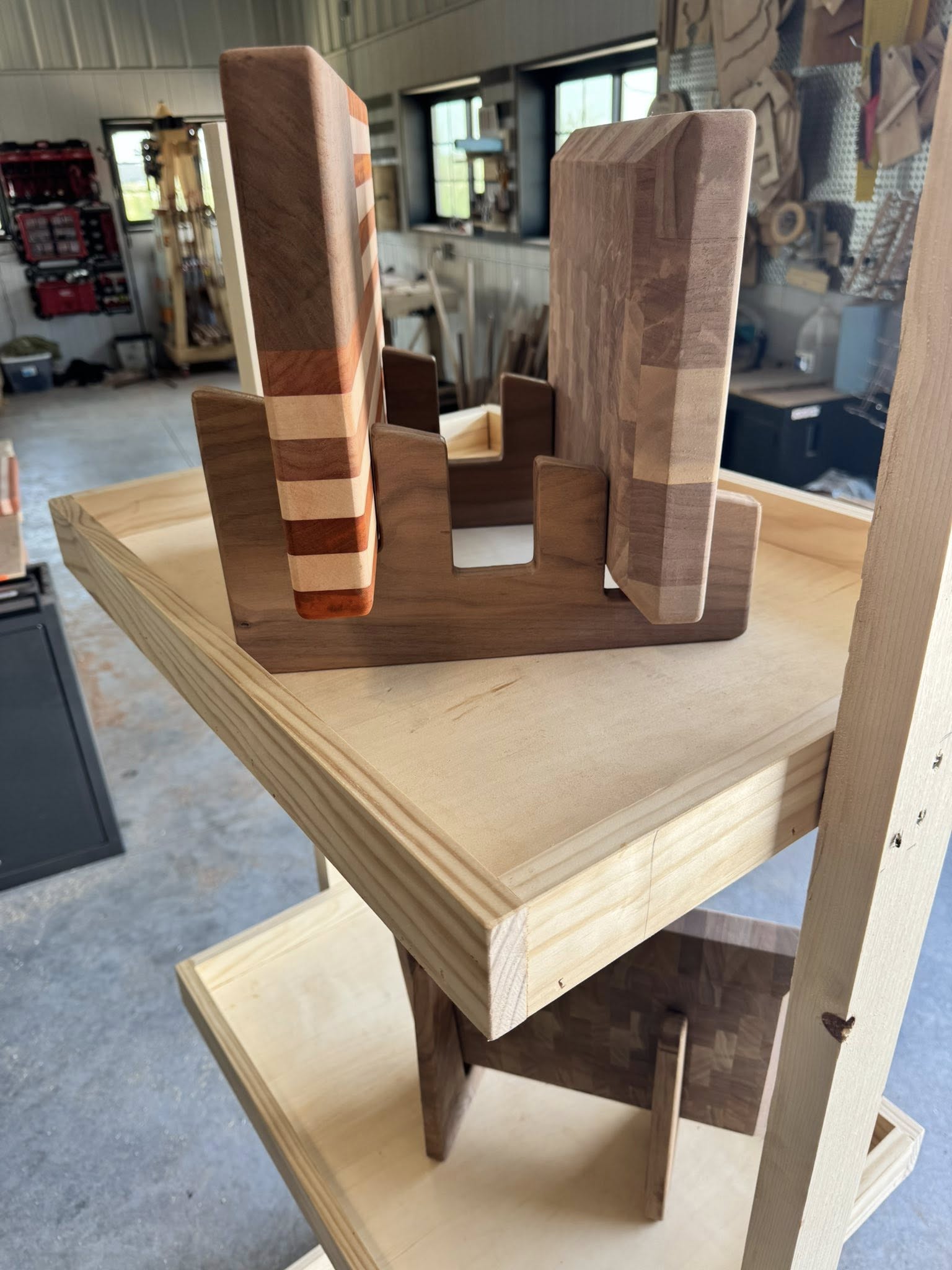 With The Gritz Custom Cutting Board Holder/Display | Walnut | Three Tier