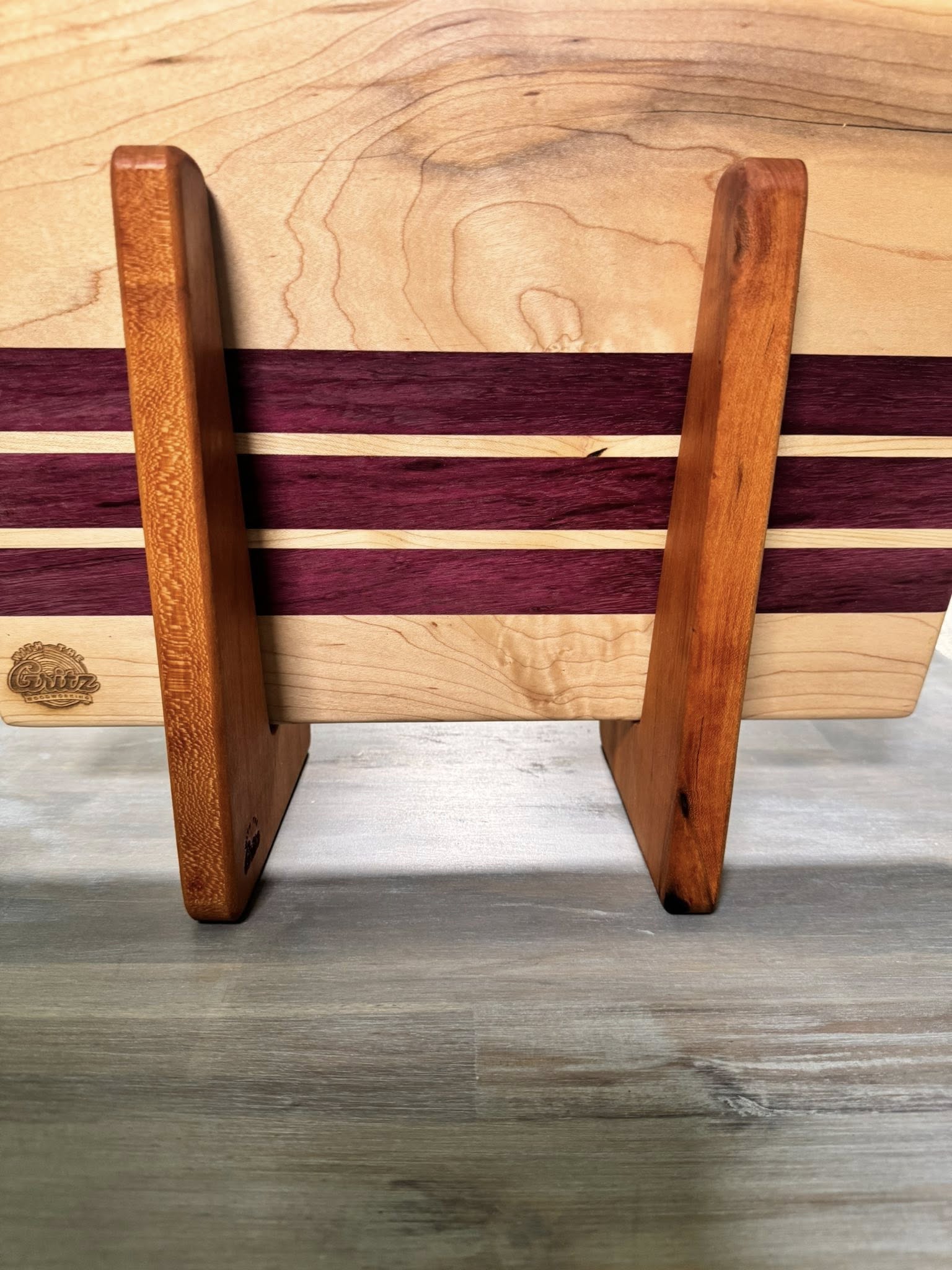 With The Gritz Custom Cutting Board Holder/Display | Cherry