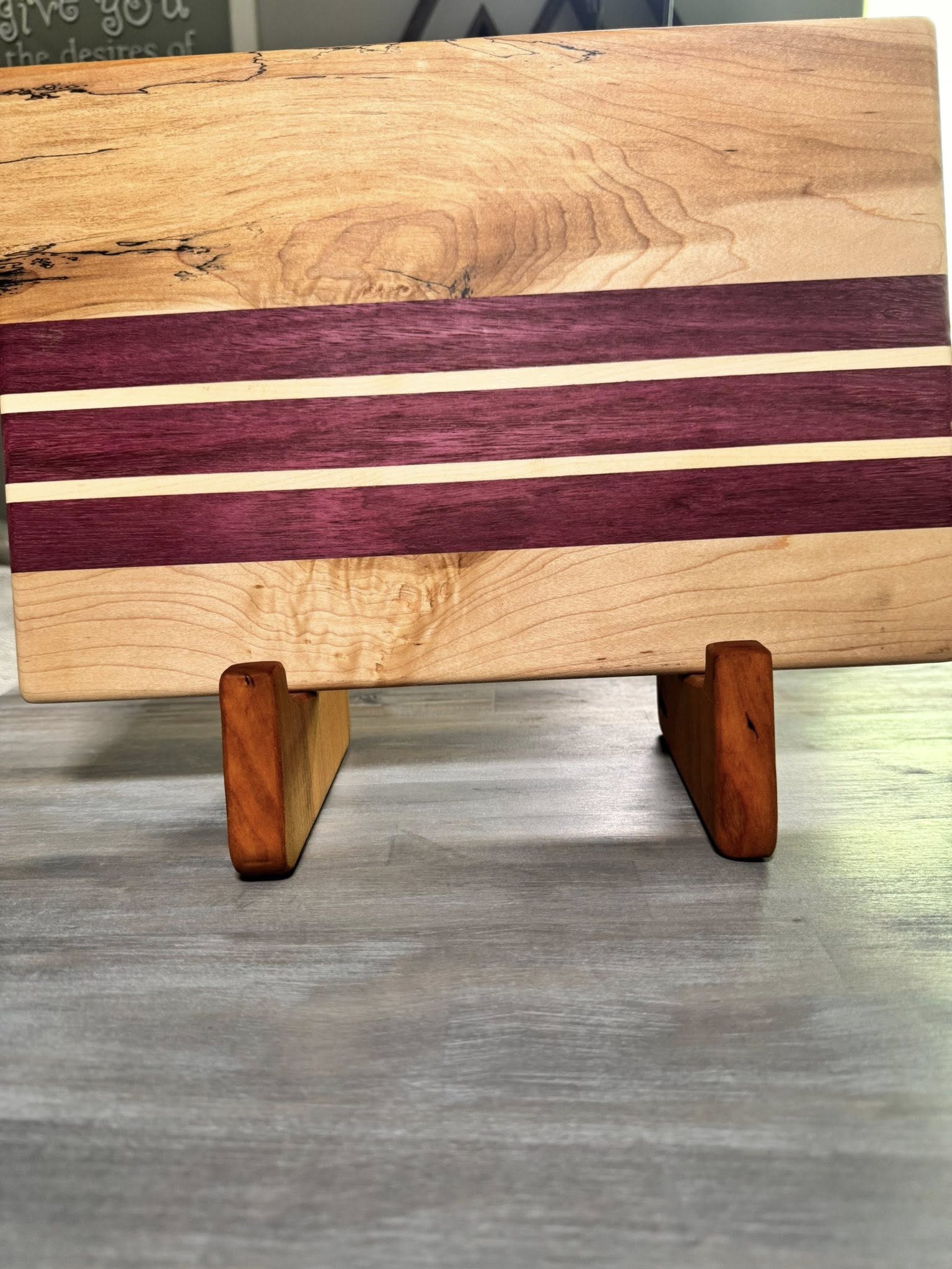 With The Gritz Custom Cutting Board Holder/Display | Cherry