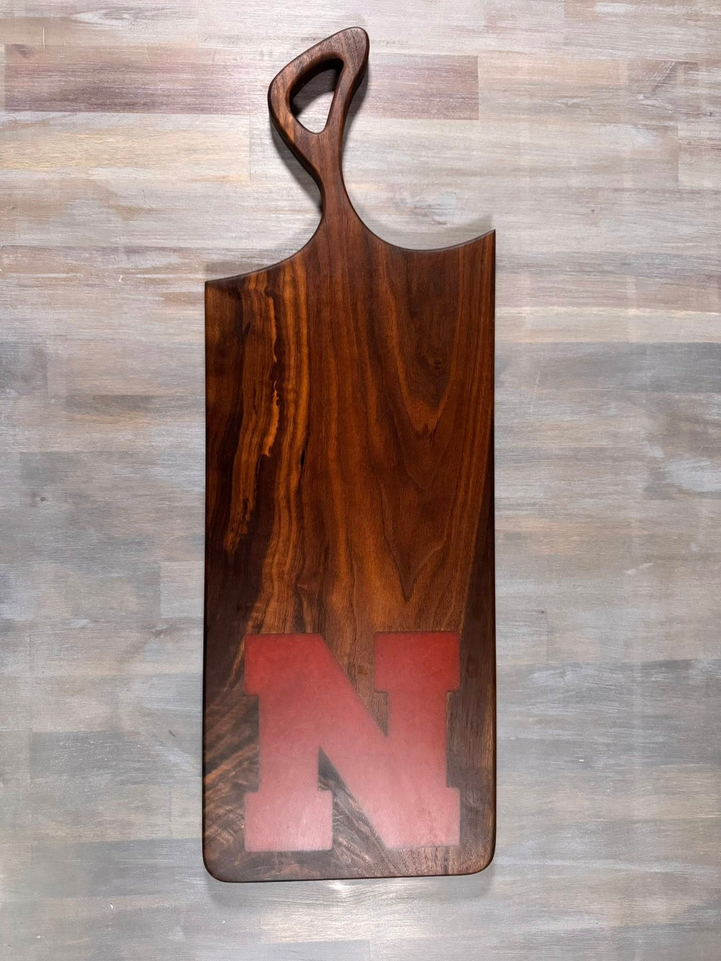 With the Gritz Custom Charcuterie Board | Epoxy Red "N" | Walnut