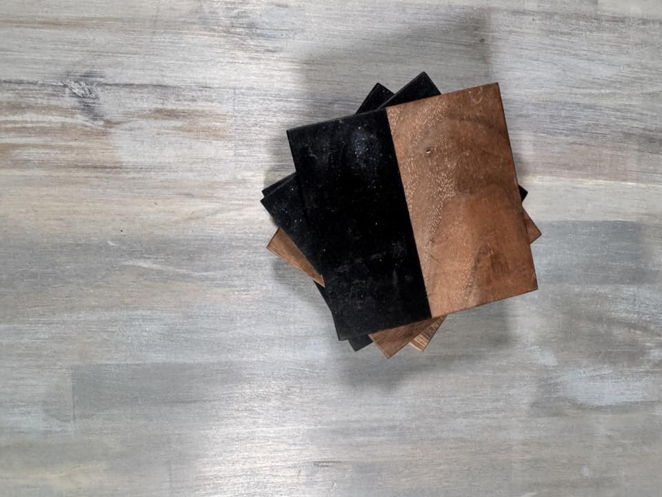 With The Gritz Custom Coasters | Walnut Black Onyx