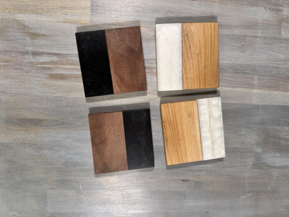 With The Gritz Custom Coasters | Walnut Black Onyx