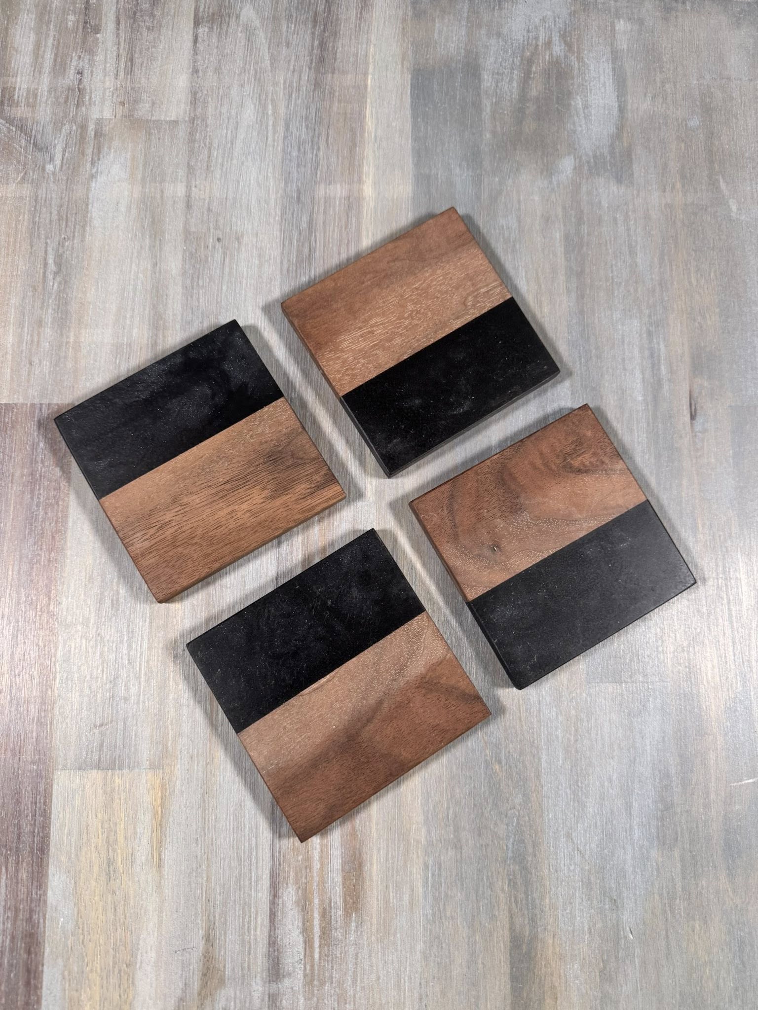With The Gritz Custom Coasters | Walnut Black Onyx