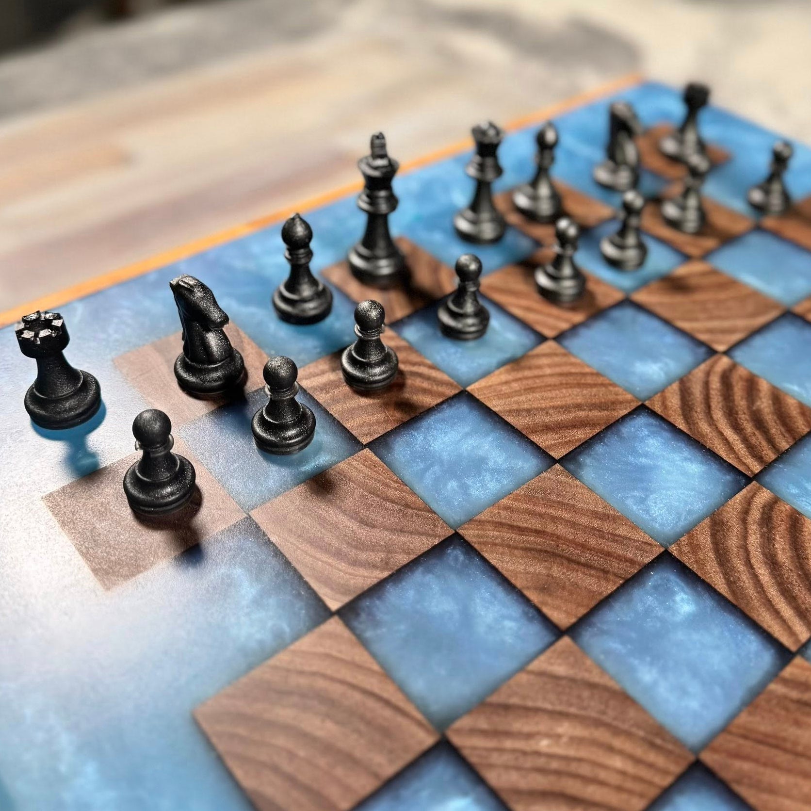 With the Gritz Custom Lighted Chess/Checkers Set