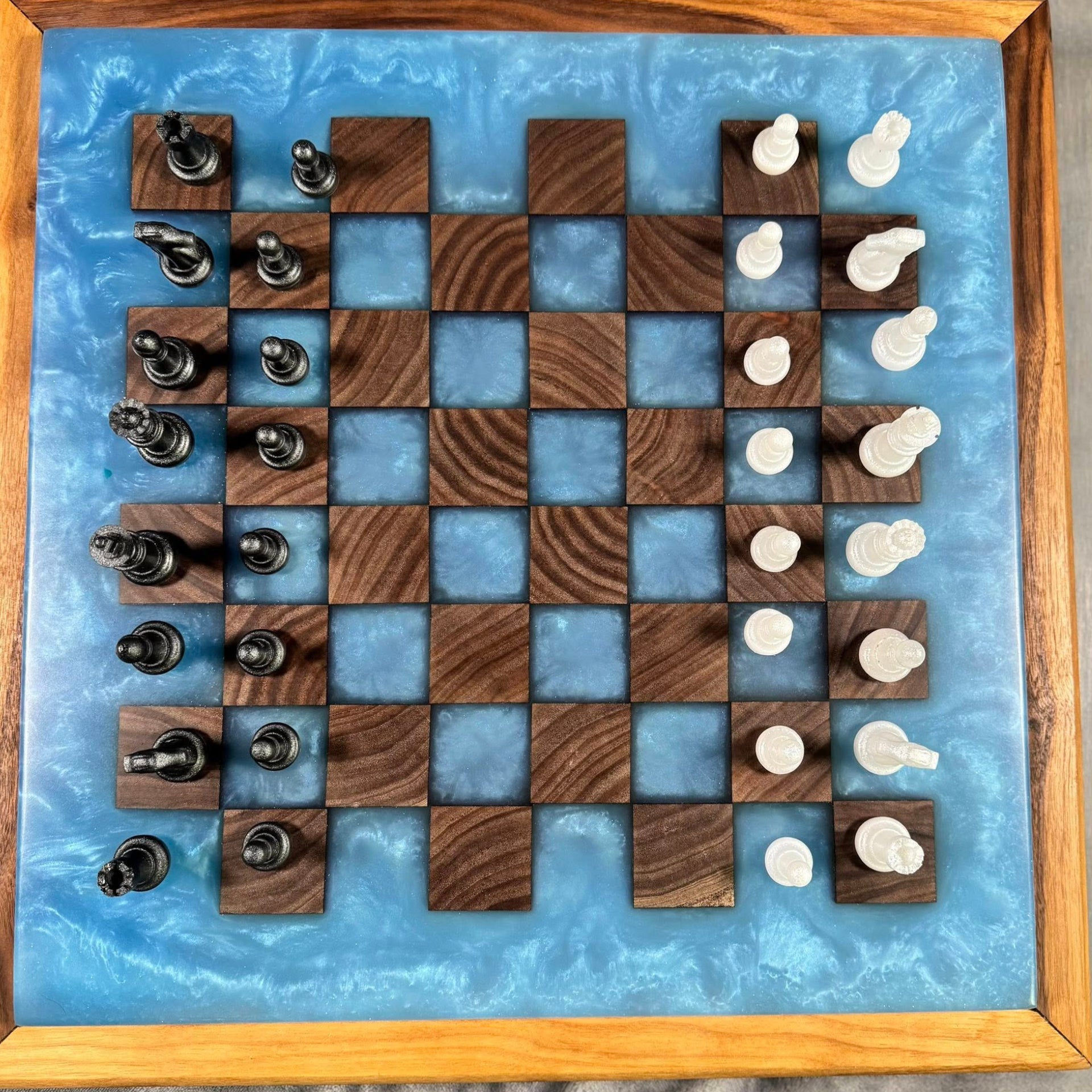 With the Gritz Custom Lighted Chess/Checkers Set
