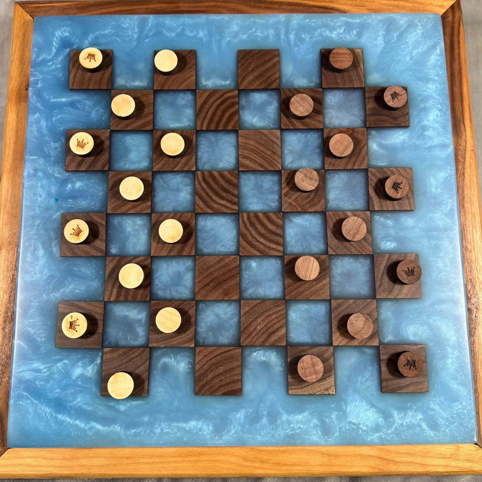 With the Gritz Custom Lighted Chess/Checkers Set