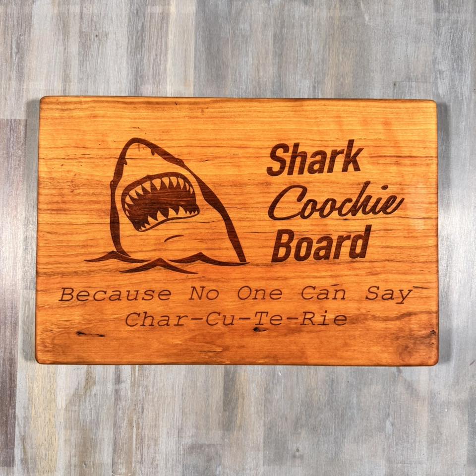 With the Gritz Custom Graphic Cutting Board | Shark-Choocie