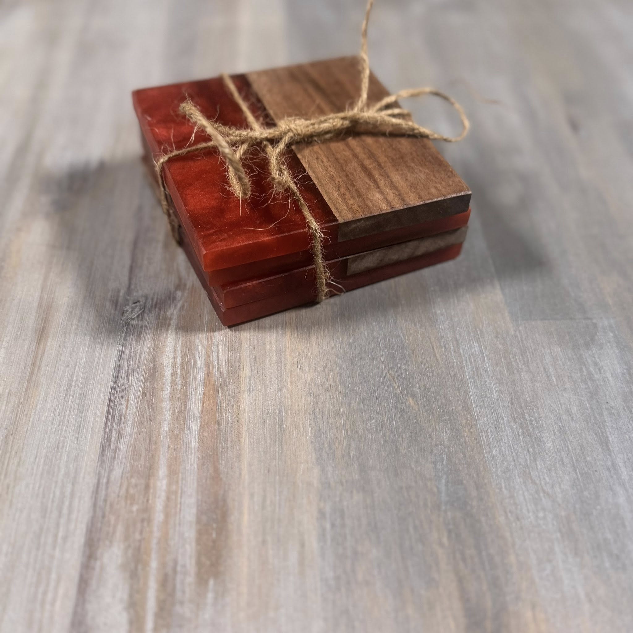 With The Gritz Custom Coasters | Walnut & Crimson