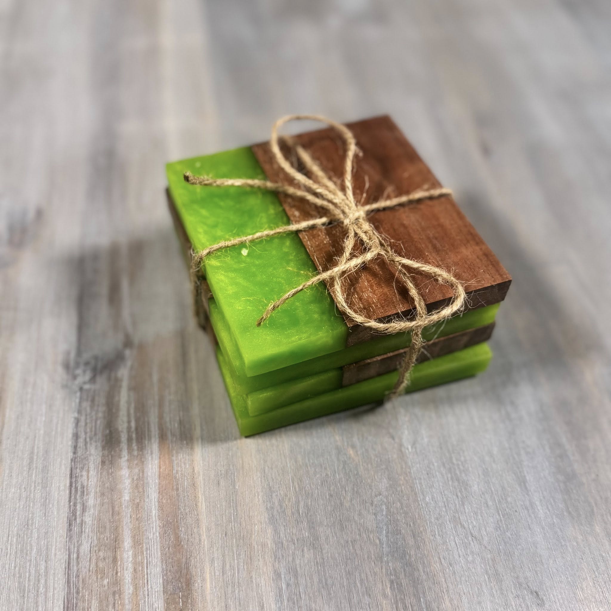 With The Gritz Custom Coasters | Walnut & Lime