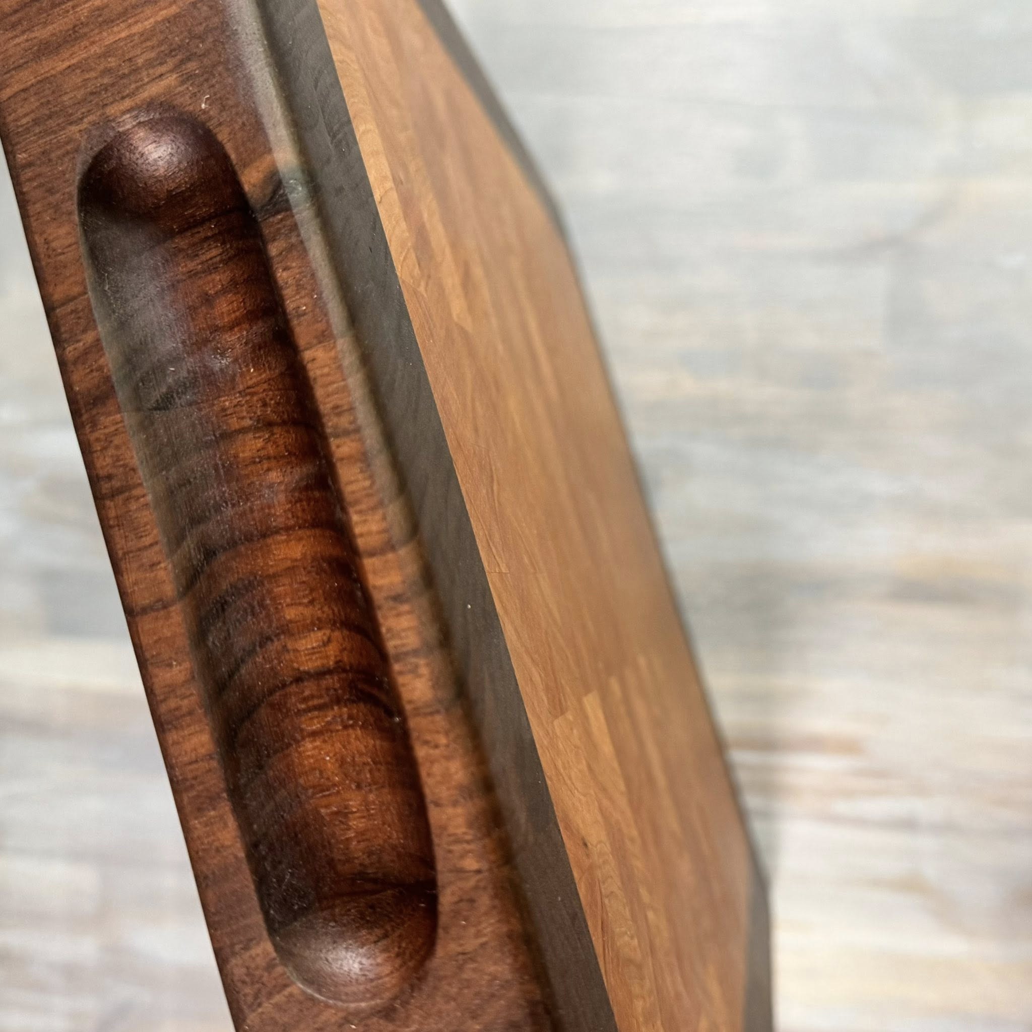 With the Gritz End Grain Cutting Board | Cherry with Walnut Boarder | Handles| 18 x 14