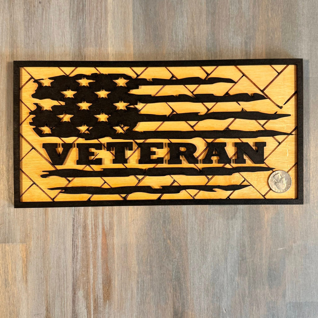 With the Gritz Custom American Flag | Veteran | Black and Wood