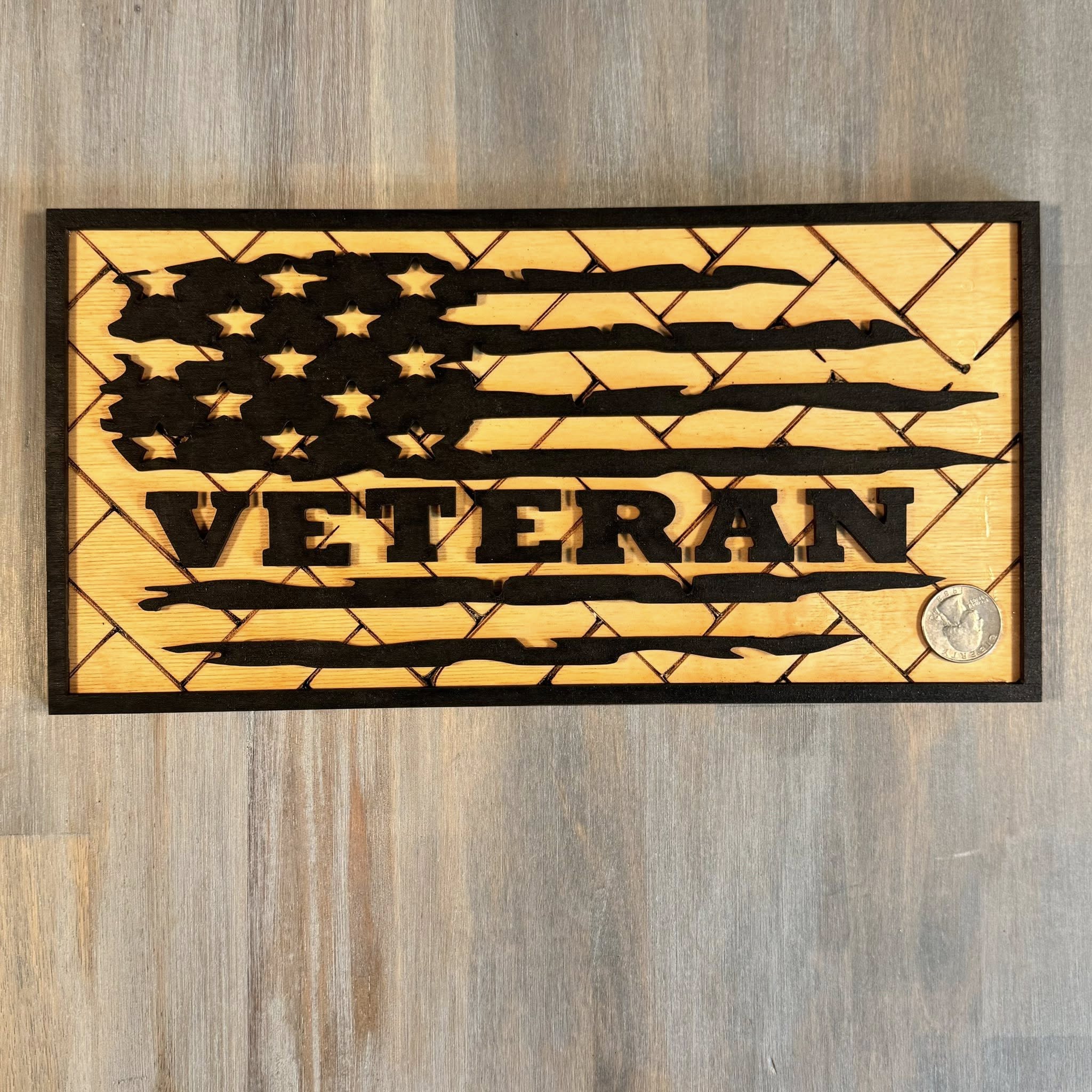 With the Gritz Custom American Flag | Veteran | Black and Wood