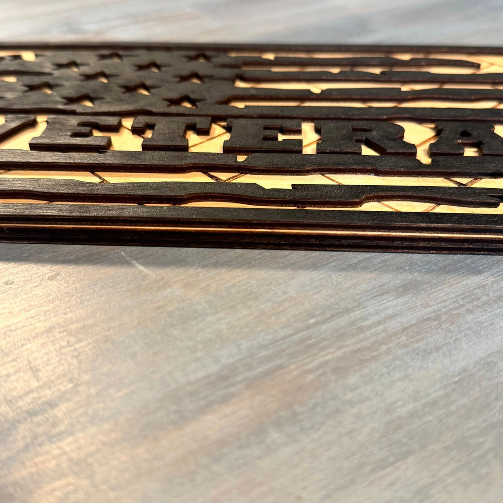 With the Gritz Custom American Flag | Veteran | Black and Wood