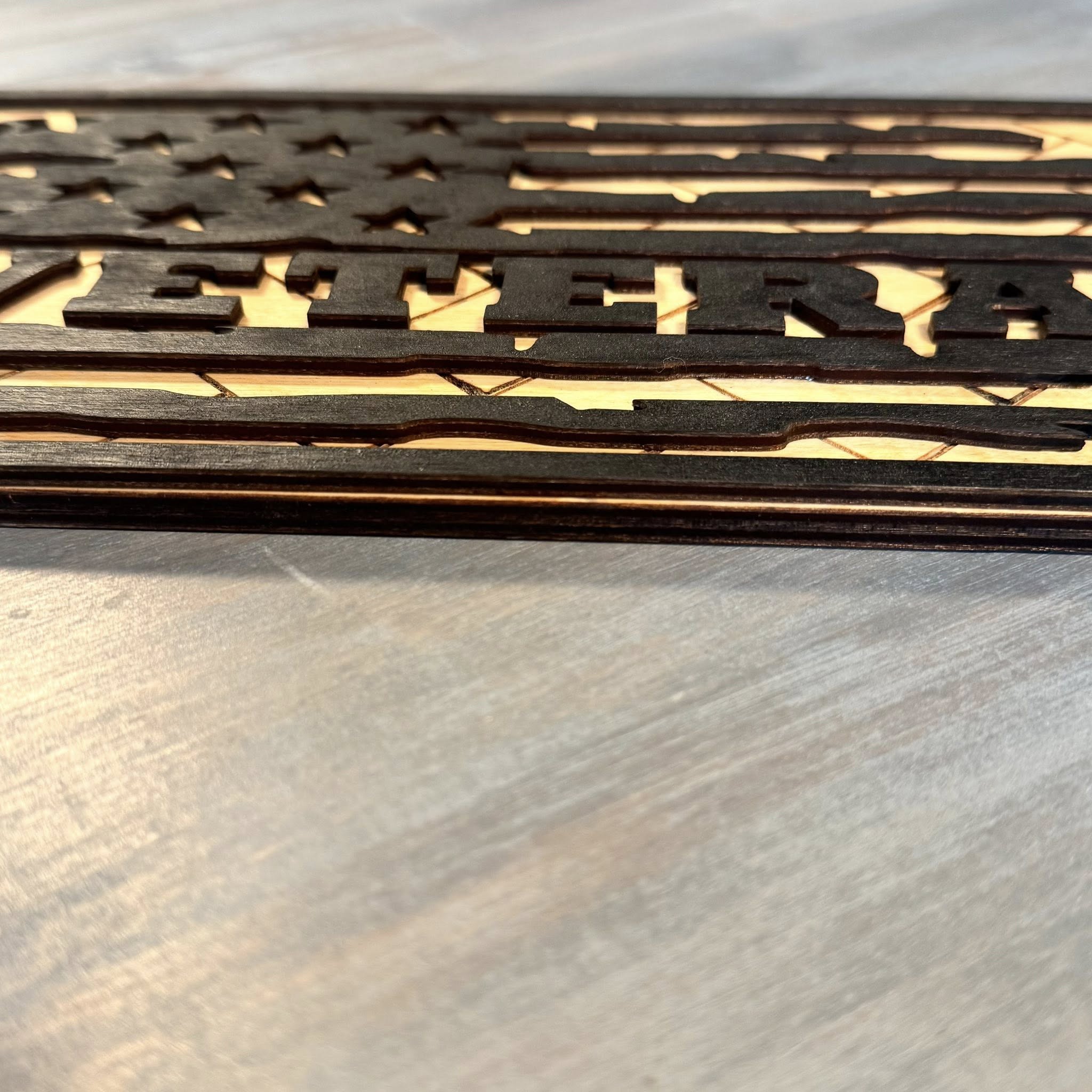 With the Gritz Custom American Flag | Veteran | Black and Wood