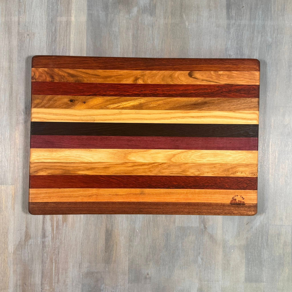 With the Gritz Classic Rectangle Cutting Board | 15x10 | Assorted Wood (Copy)