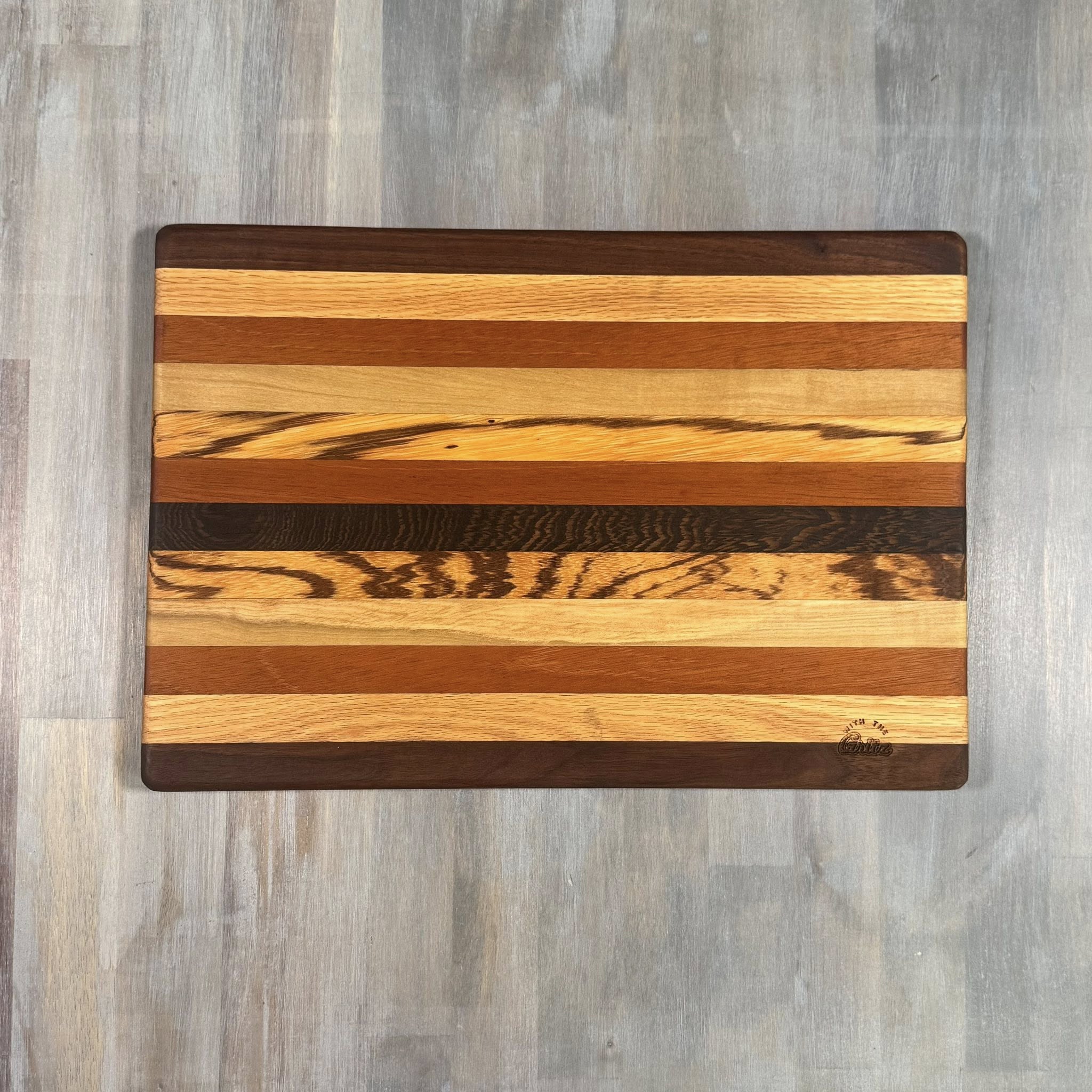 With the Gritz Classic Rectangle Cutting Board | 15x10 | Assorted Wood