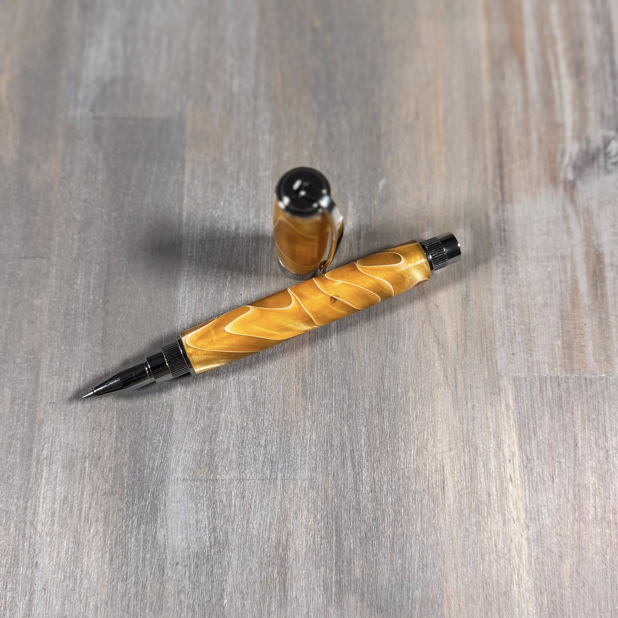Graduate Roller Ball Pen | Gold with White Swirl