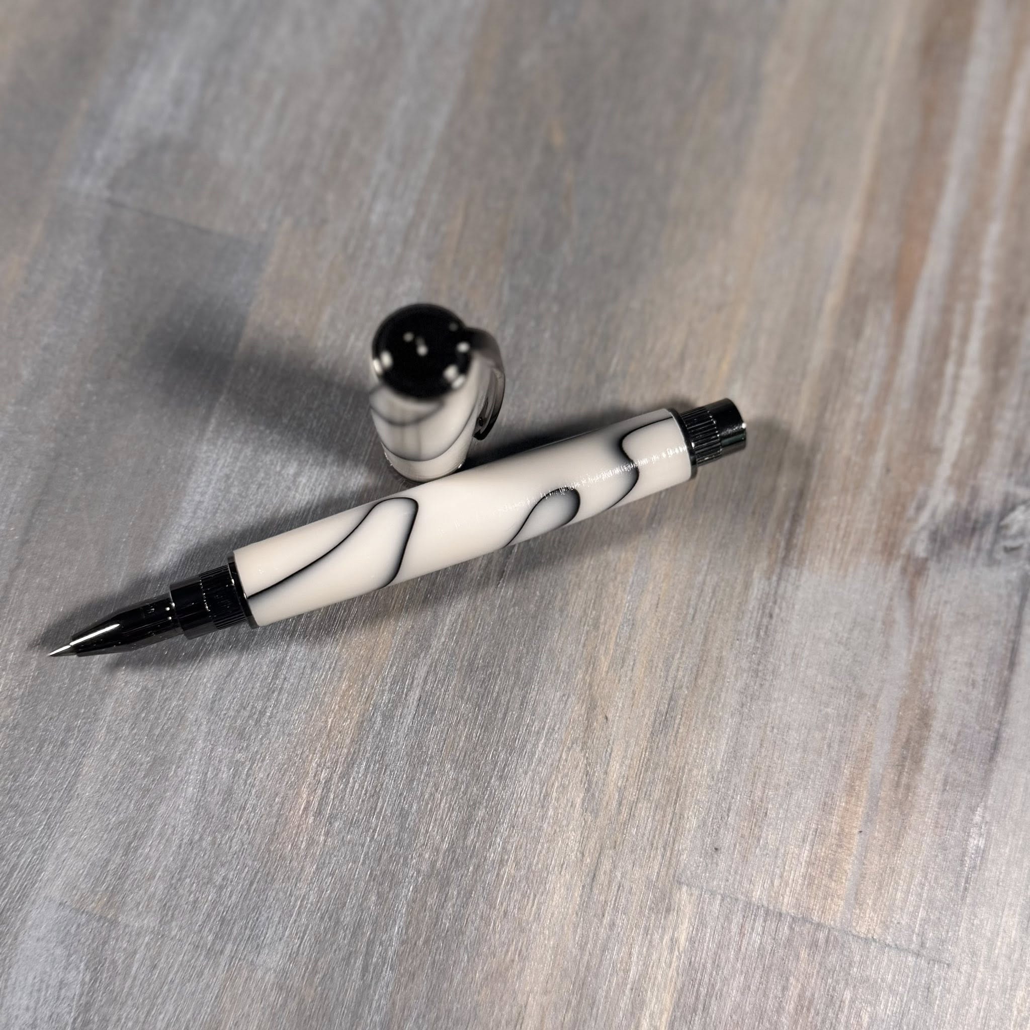 Graduate Roller Ball Pen | White & Black Swirl