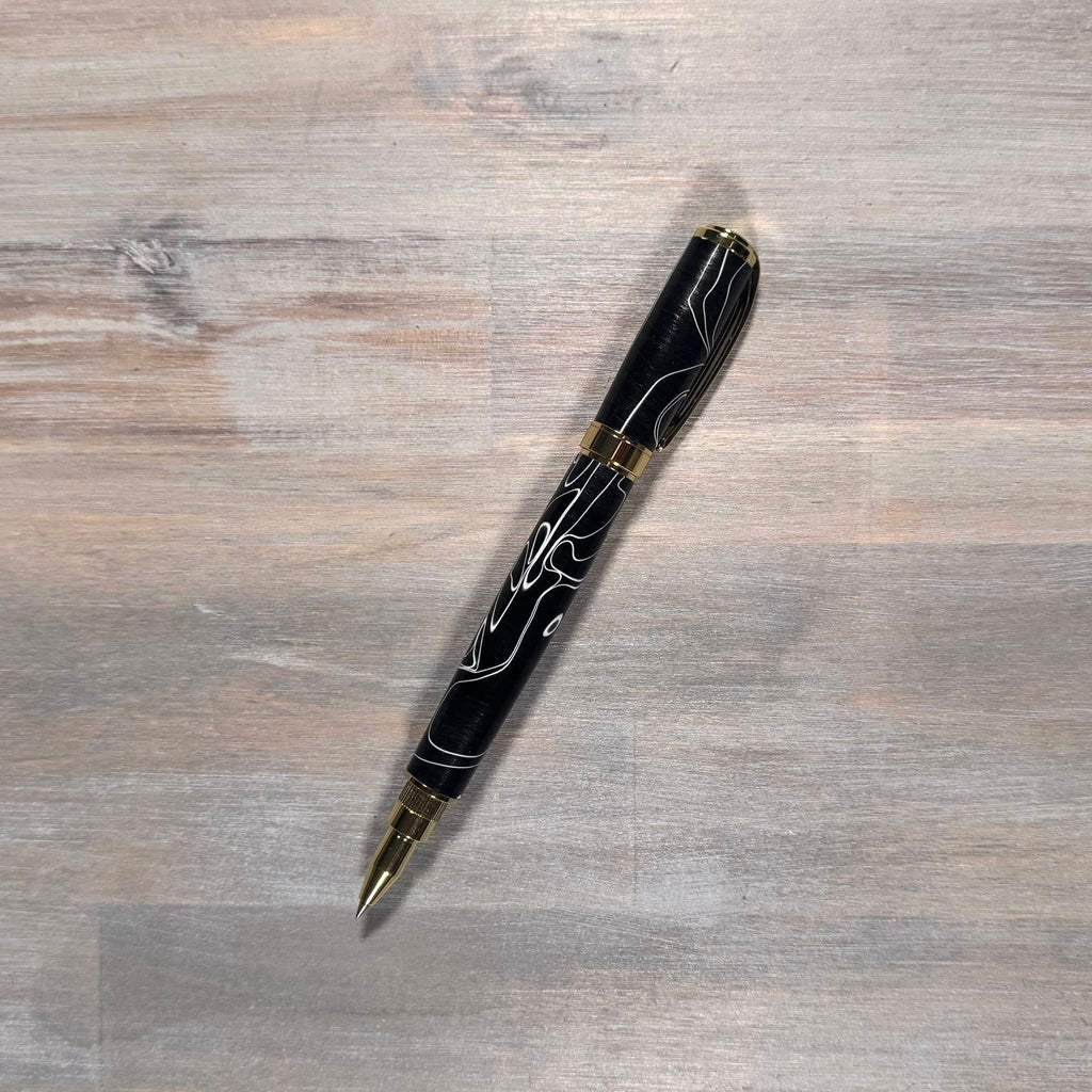 Graduate Roller Ball Pen | Black with White Swirl