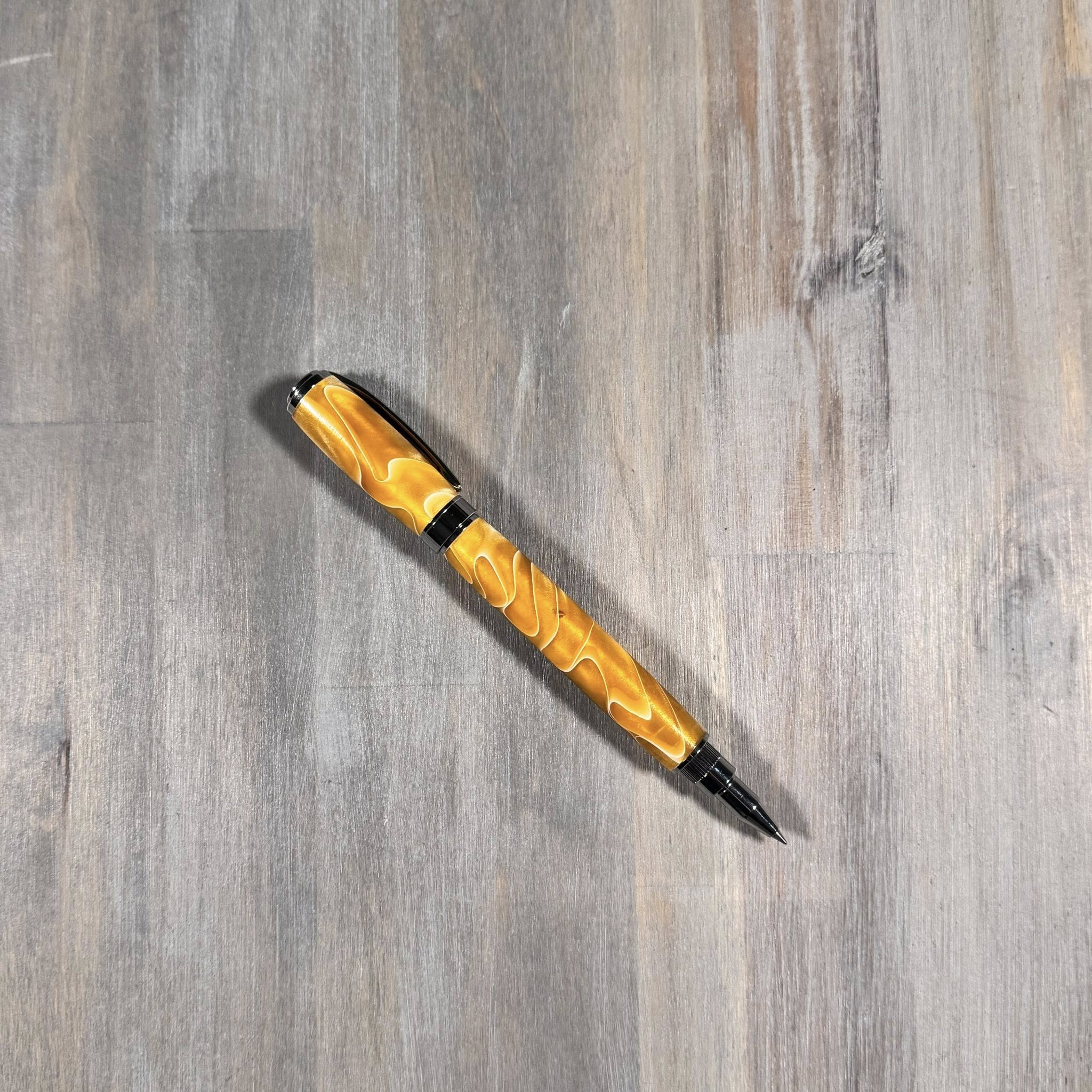 Graduate Roller Ball Pen | Gold with White Swirl