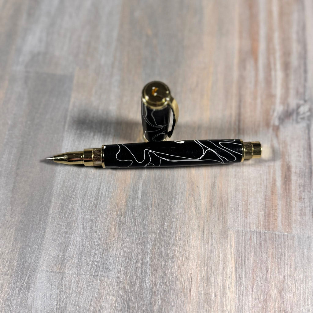 Graduate Roller Ball Pen | Black with White Swirl