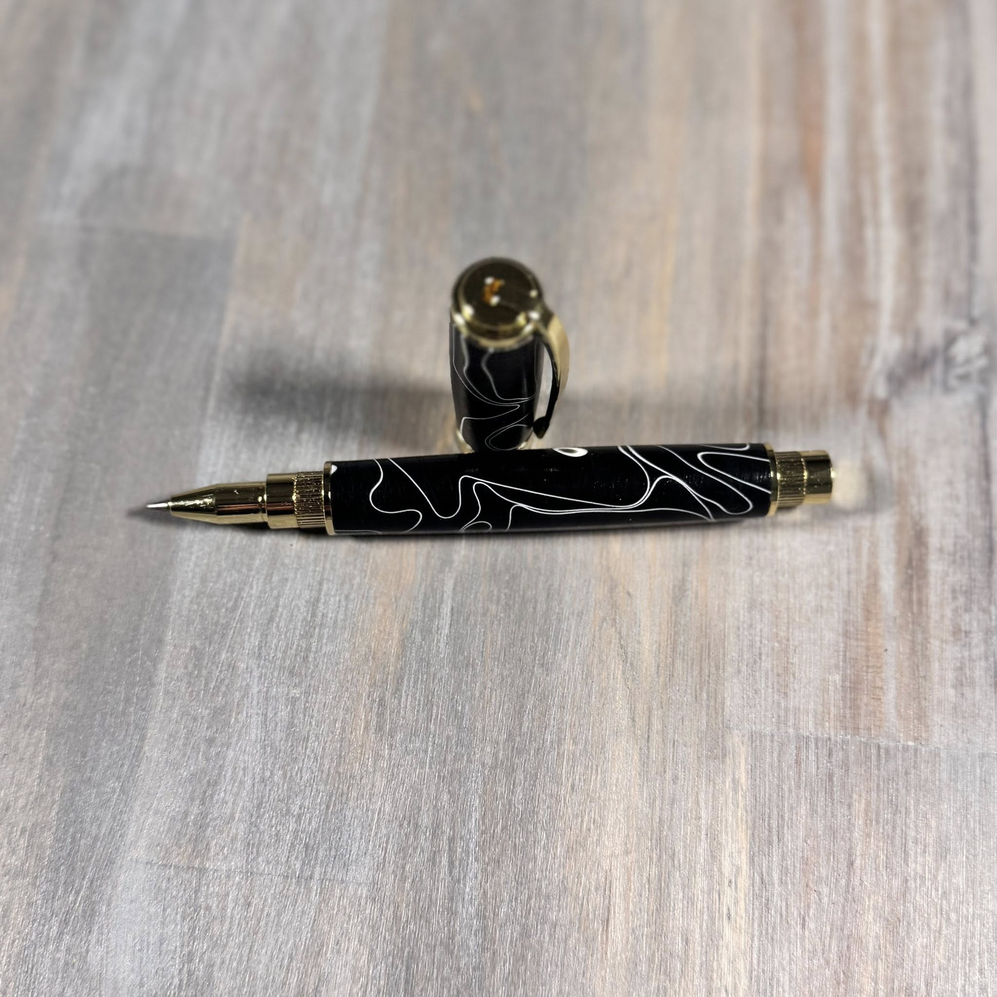 Graduate Roller Ball Pen | Black with White Swirl