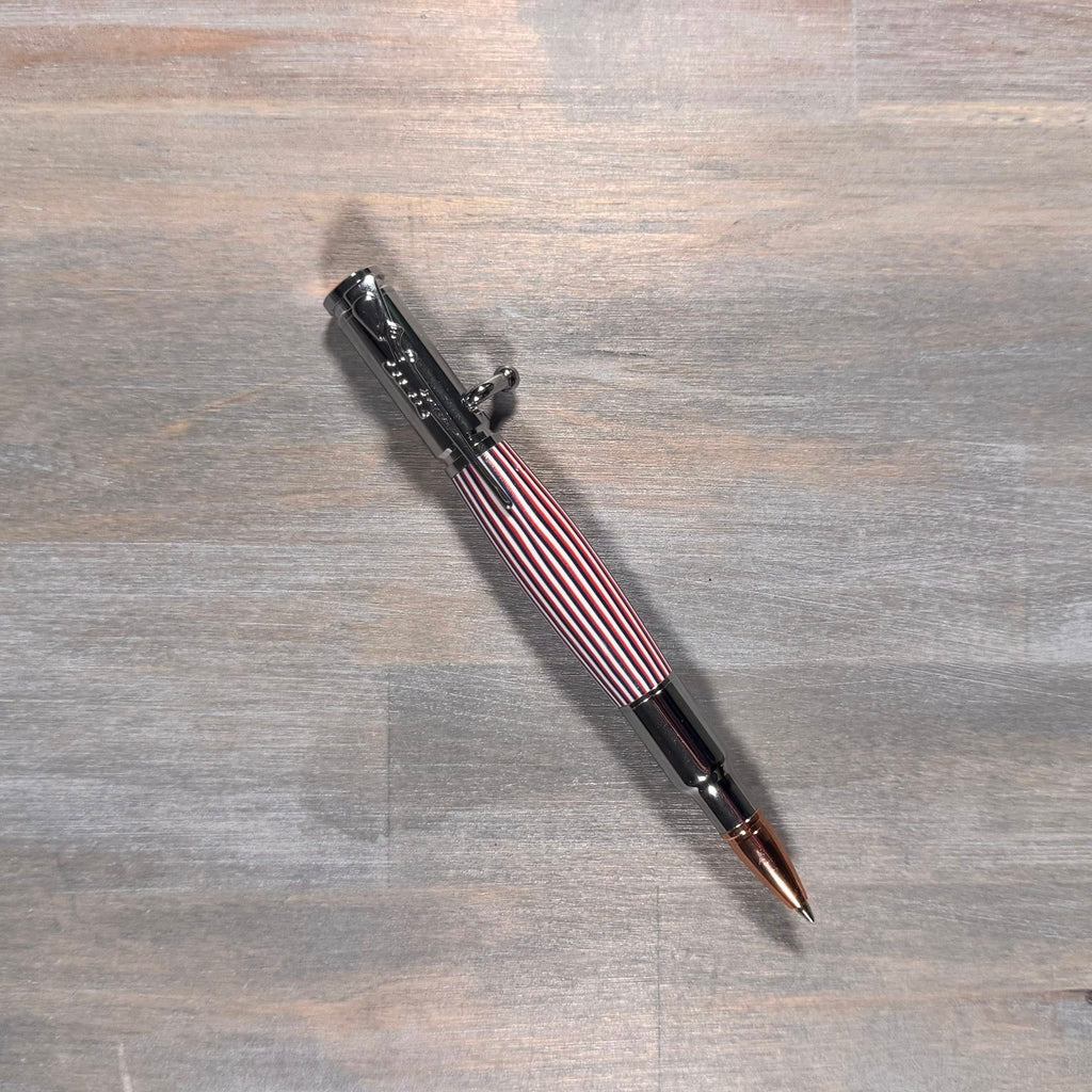 30 Caliber Bolt Action Pen | American Flag with Chrome