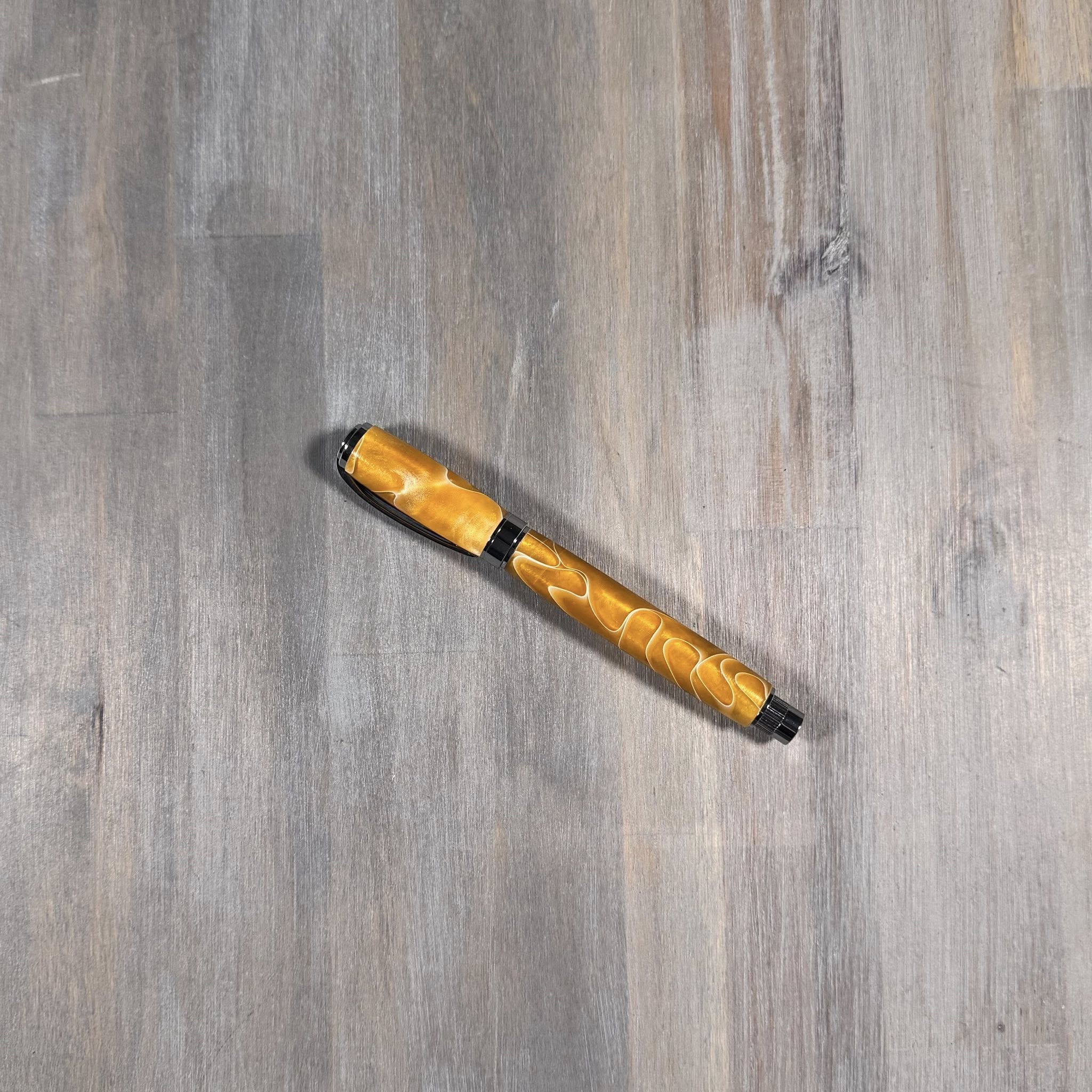 Graduate Roller Ball Pen | Gold with White Swirl