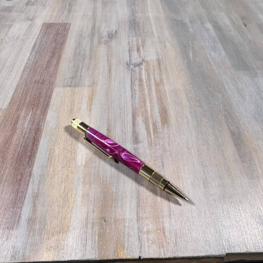 Status Click Pen | Royal Purple Swirl | Gold Hardware