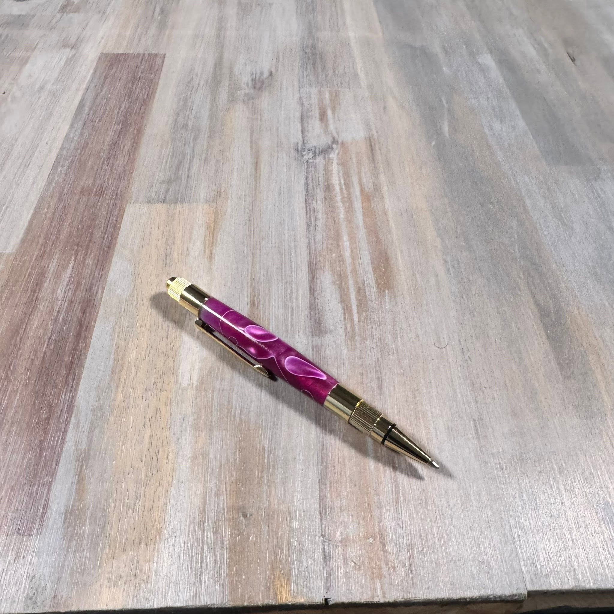 Status Click Pen | Royal Purple Swirl | Gold Hardware