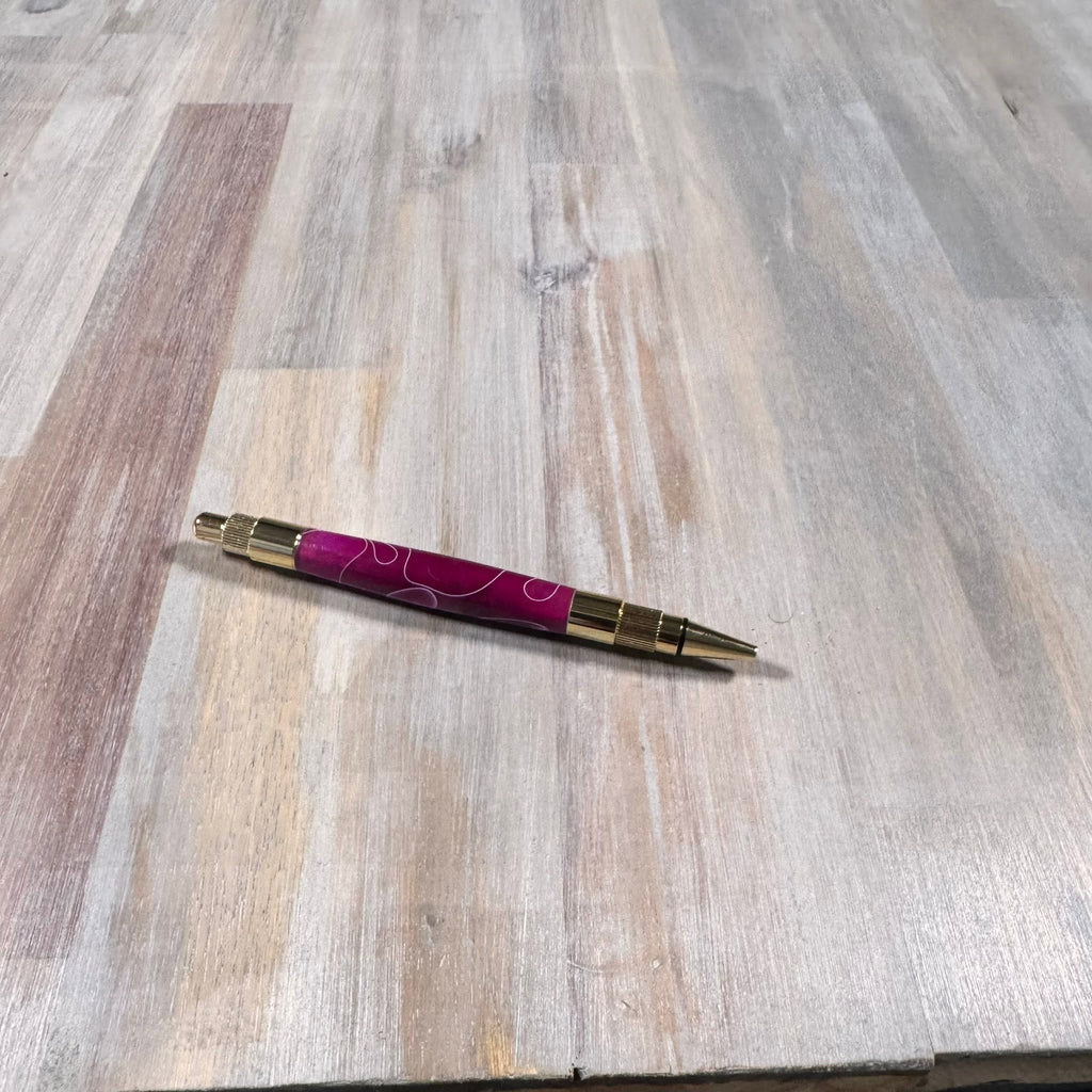 "Big Ben" Style Pen | Green and Purple Swirl Acrylic | Gold and Chrome Hardware
